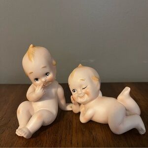 TWO LEFTON KEWPIE FIGURINES vintage porcelain doll bisque statue sculpture baby